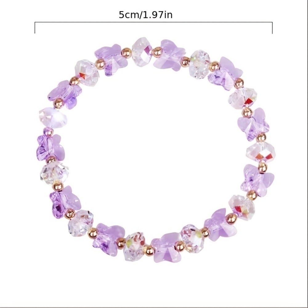 Butterfly Elegance: Crystal Beaded Bracelet with Bohemian Charms - Picture 3 of 6